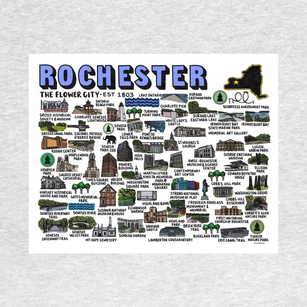 Rochester New York Map Art by fiberandgloss